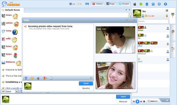 Private Video Chat of 123FlashChat, Video Chat, Flash Chat, Chat Software, PHP Chat Private Video Chat of 123FlashChat, Video Chat, Flash Chat, Chat Software, PHP Chat