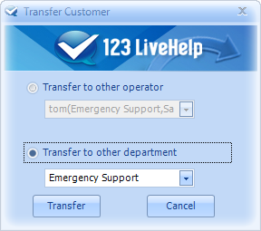 Customer Transfer Panel of 123 Live Help, Live Chat Software Customer Transfer Panel of 123 Live Help, Live Chat Software