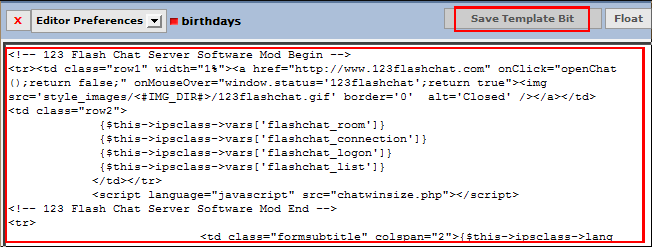 Save Template Bit Save Template Bit