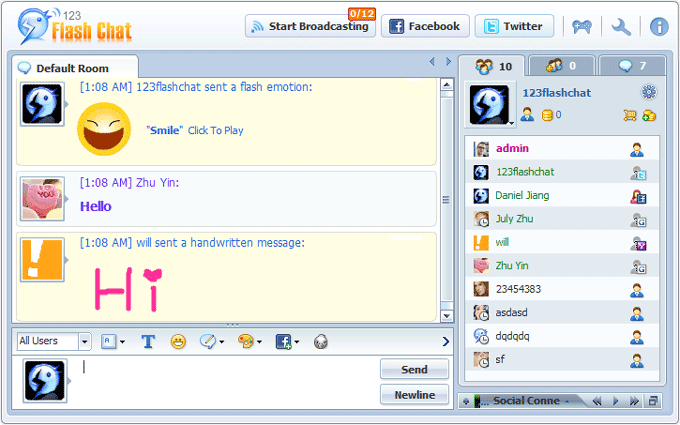 General Chat Features, Social Connect, 123 Flash Chat, Chat Software General Chat of 123 Flash Chat, Chat Software